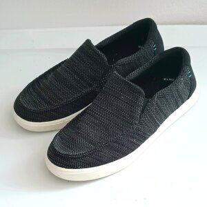 Boys Slip On Canvas Loafers 5 Black Textured Memory Foam Walking Shoes Sneakers